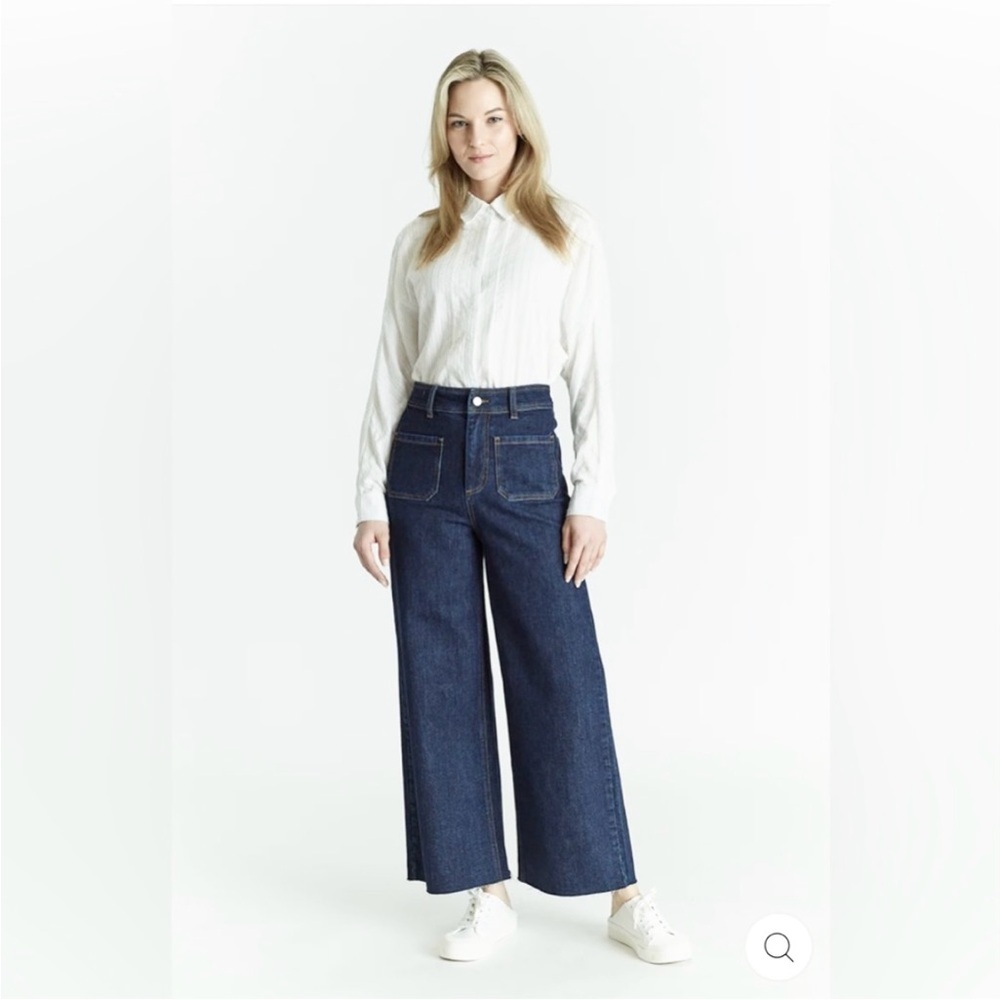 Oat New York High Rise Cropped Wide Leg Jeans Raw Hem Sz 27/4